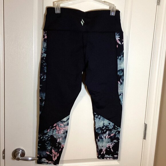 Sketchers Women's Leggings Black Floral Activewear Jogging Running Gym Yoga - Picture 4 of 9